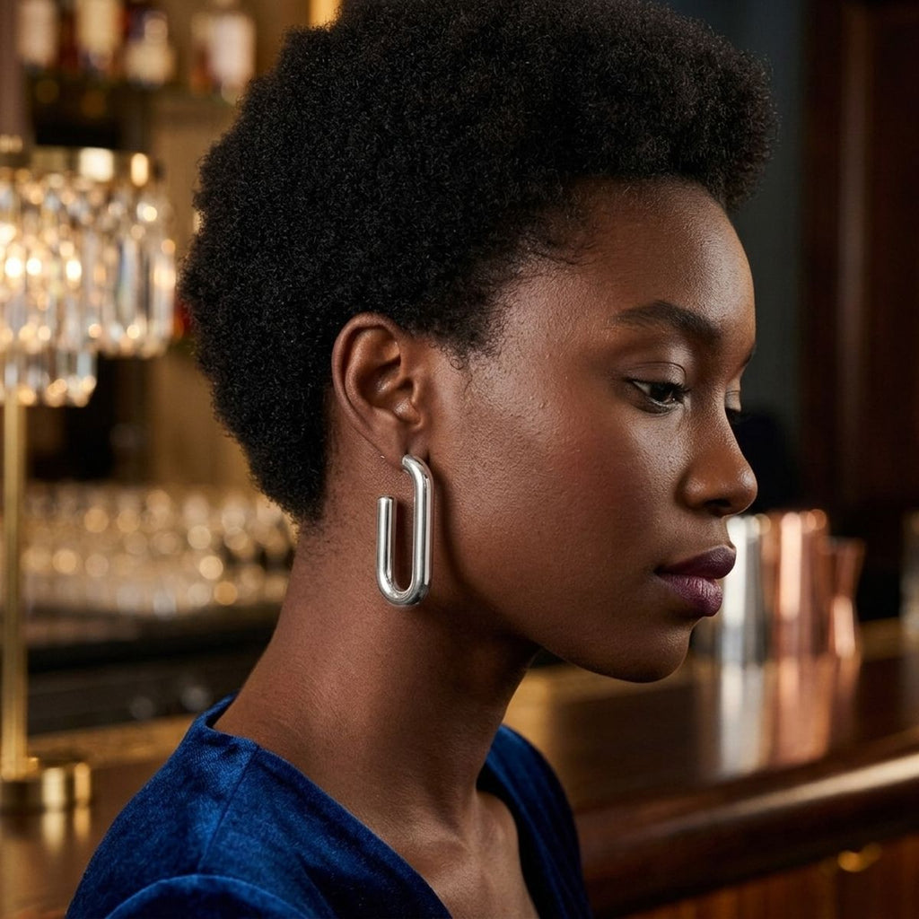 Open Hoop Stainless Steel Oval Tube Earrings
