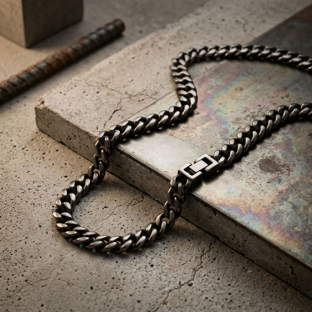Men's 24in 4DC 12mm Antique Stainless Steel Chain