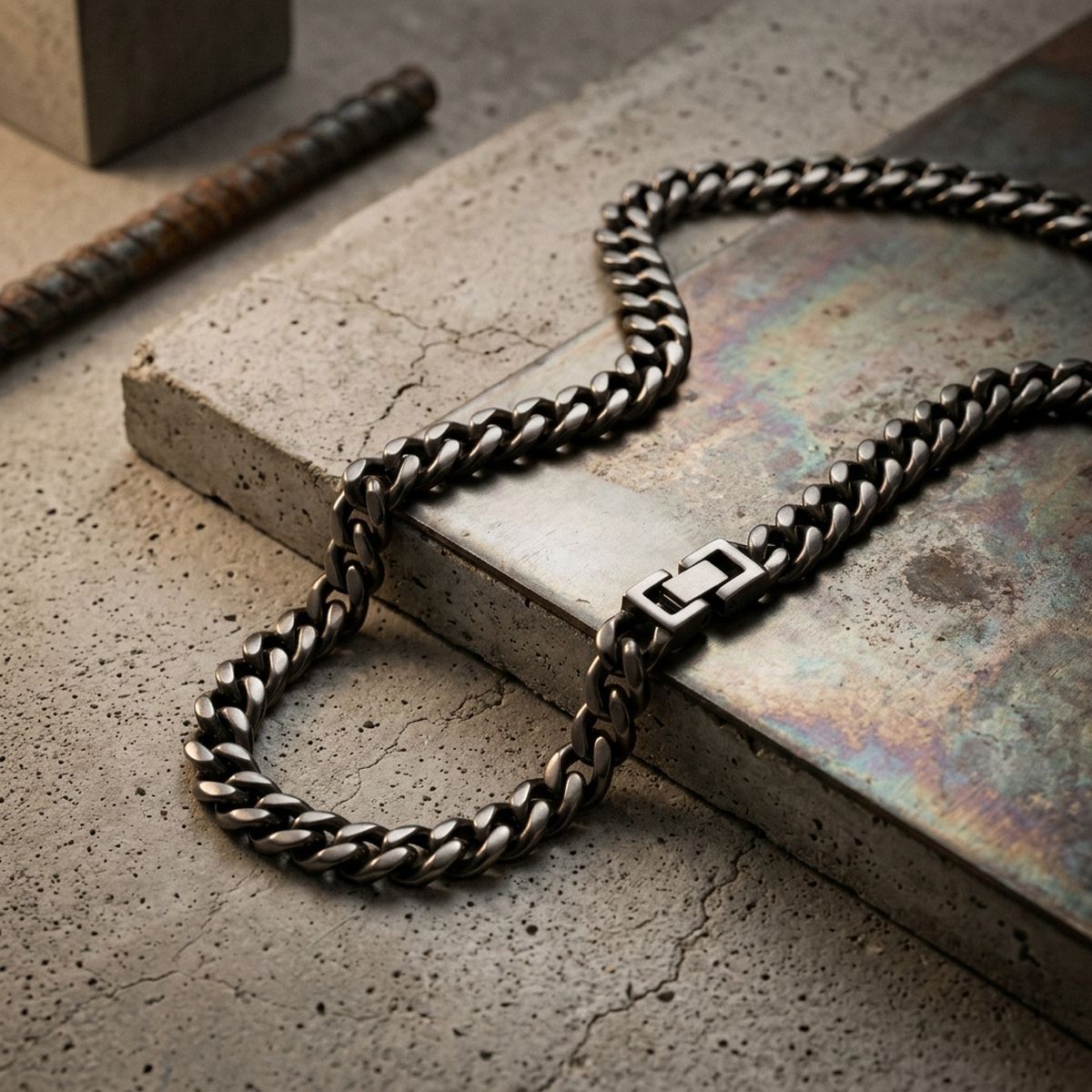 Men's 24in 4DC 12mm Antique Stainless Steel Chain