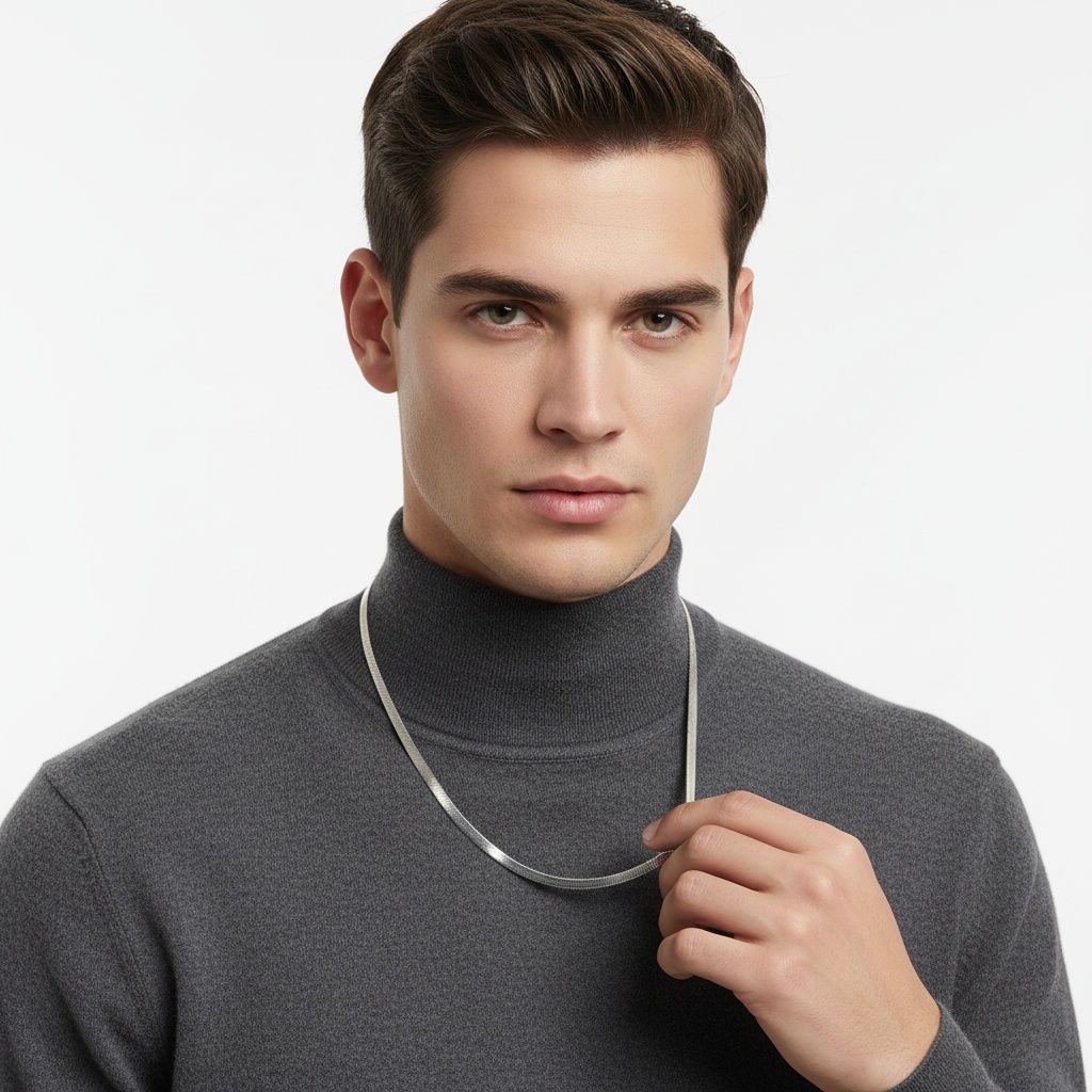 Mens 20in 6.5mm Stainless Steel Herringbone Chain