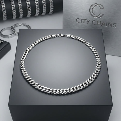 Unisex 20in 6DC 8mm Silver Stainless Steel Chain