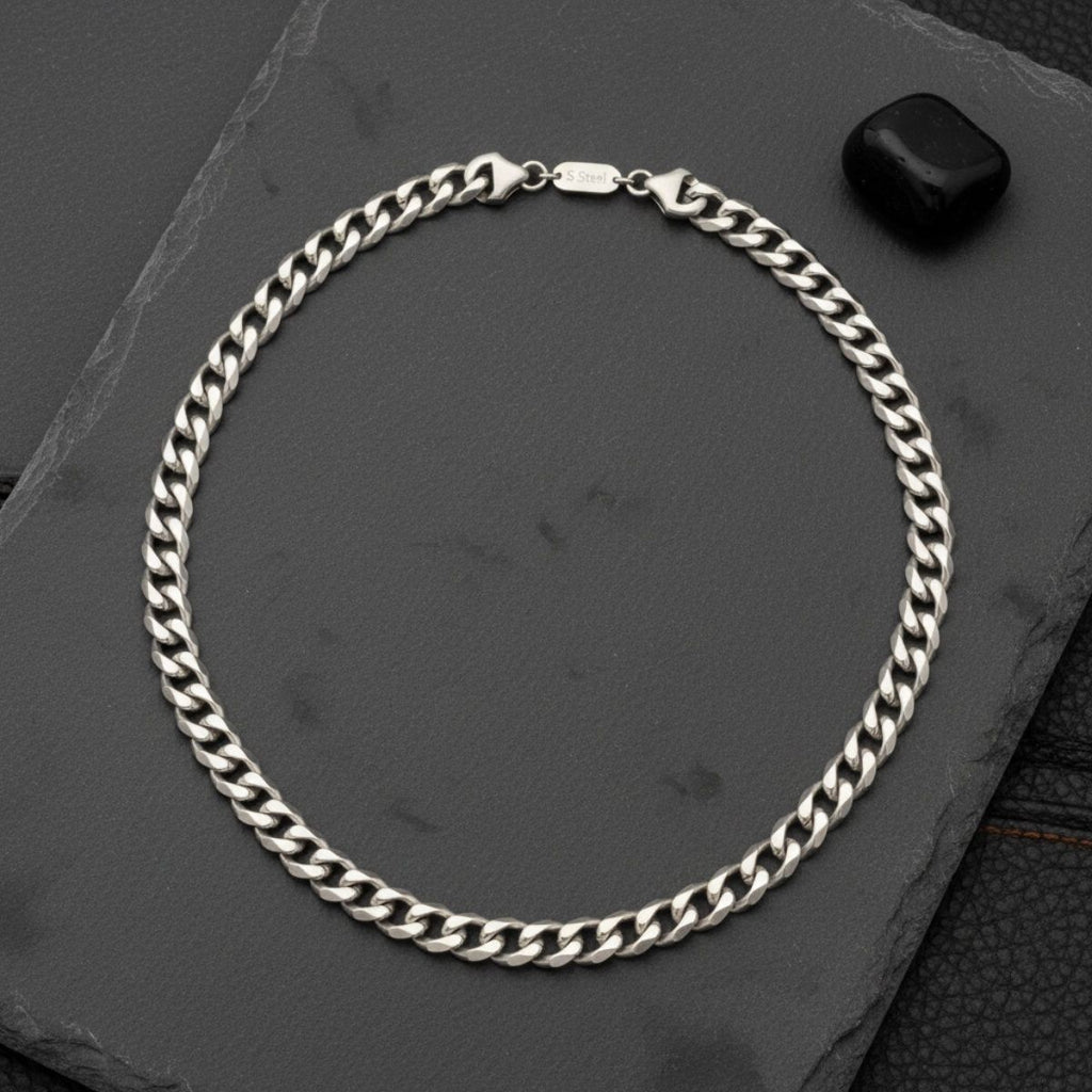 Mens 20in10mm Silver Stainless Steel Curb Chain