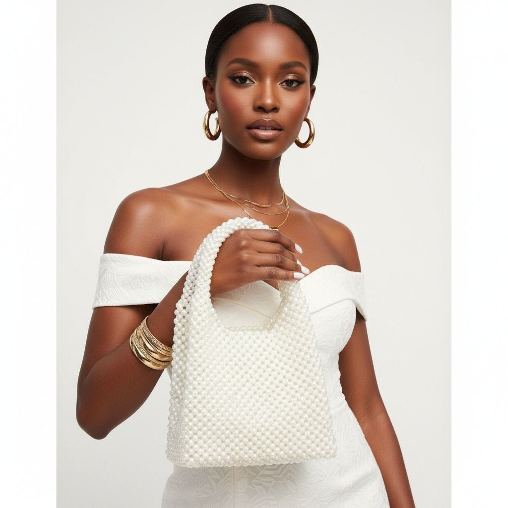 Top Handle Luxe Lady Cream Pearl Hollywood Handbag