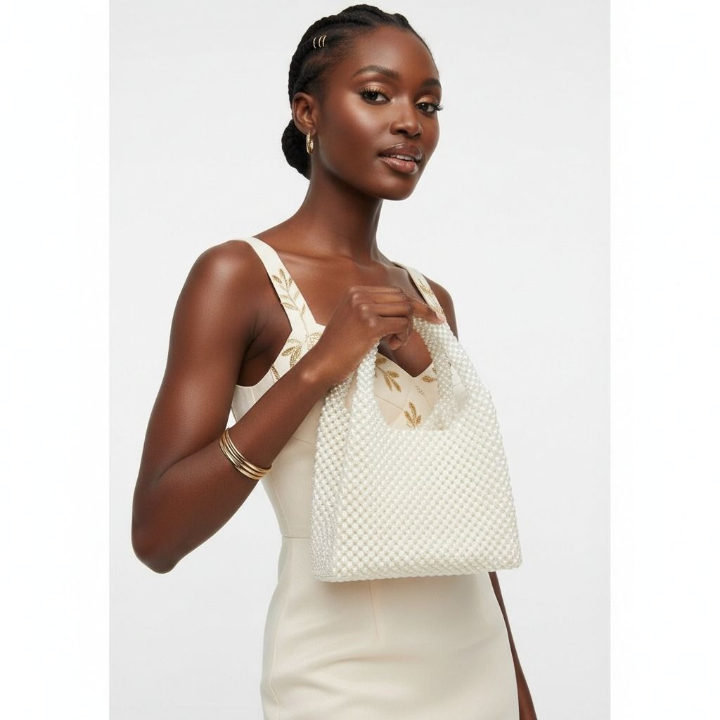 Top Handle Luxe Lady Cream Pearl Hollywood Handbag