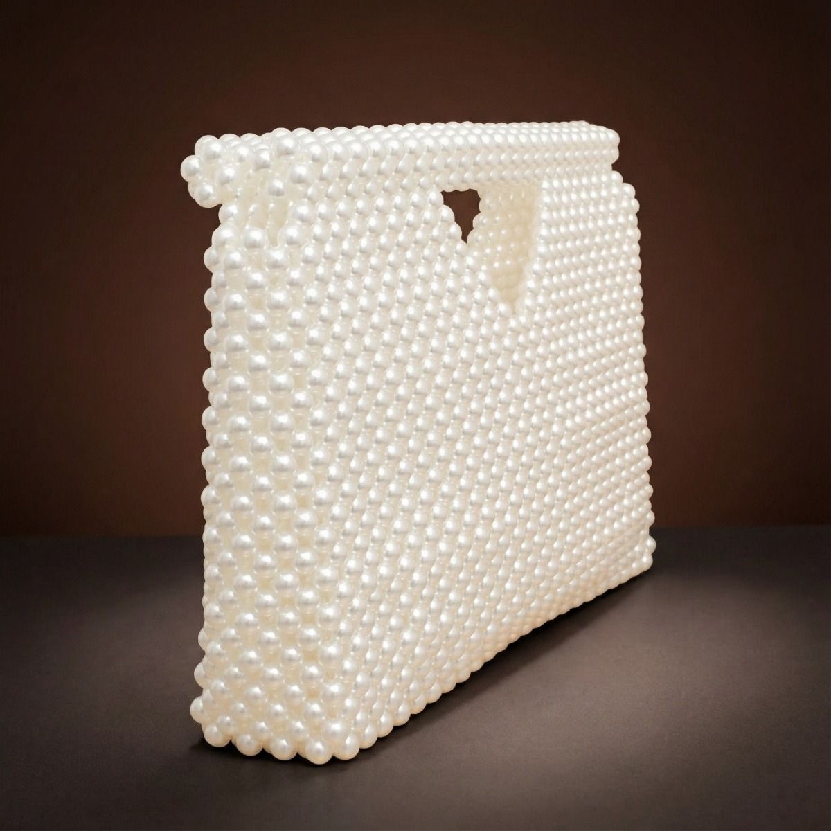 Clutch Cream Pearl Open Top Handmade Bag