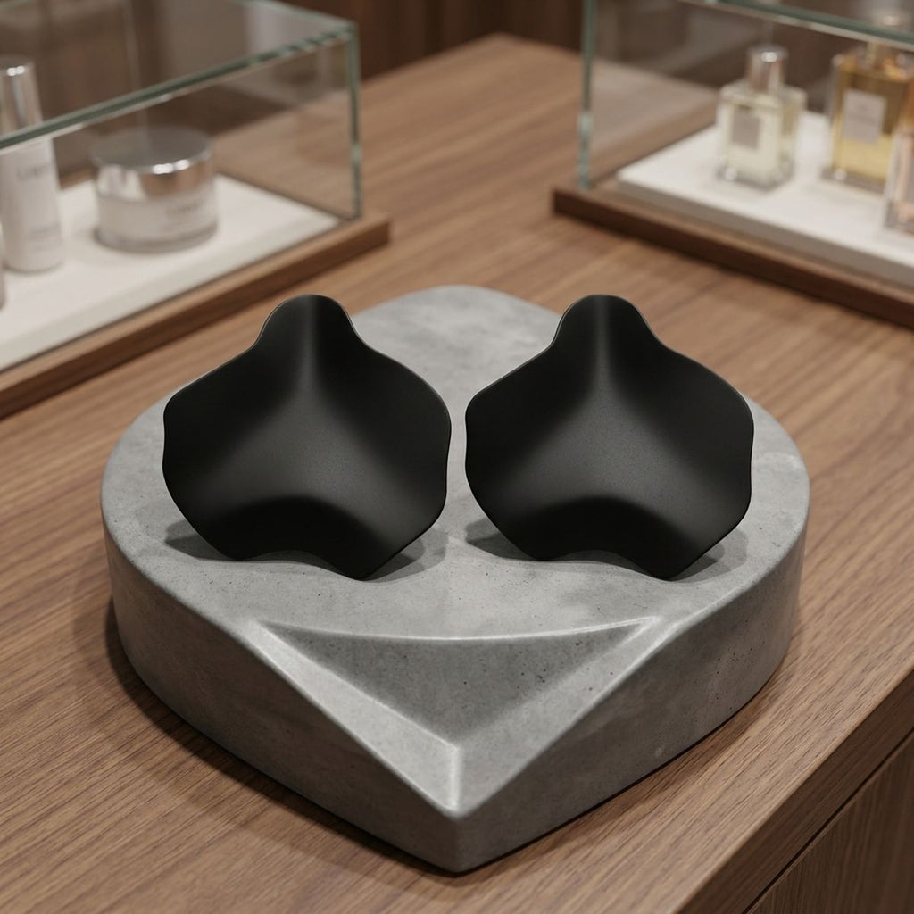 Black Matte Coating Sculpted Stud Earrings