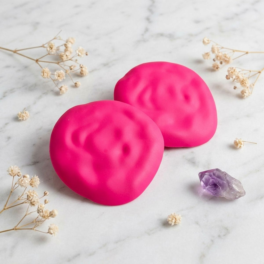 Fuchsia Stud XL Hammered Gold Domed Disc Earrings