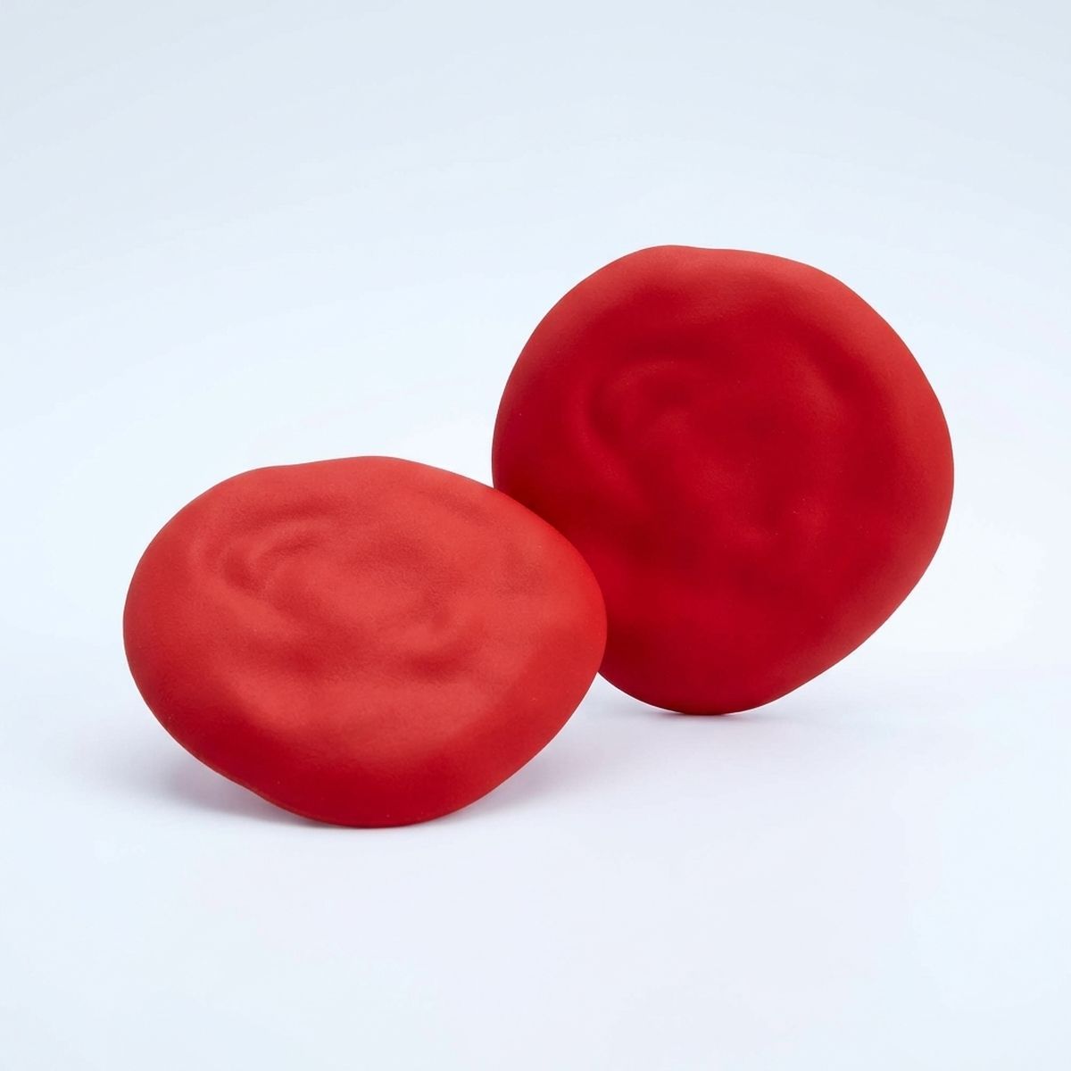 Red Stud XL Hammered Gold Domed Disc Earrings