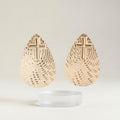 Gold Textured Teardrop Cross XL Stud Earrings