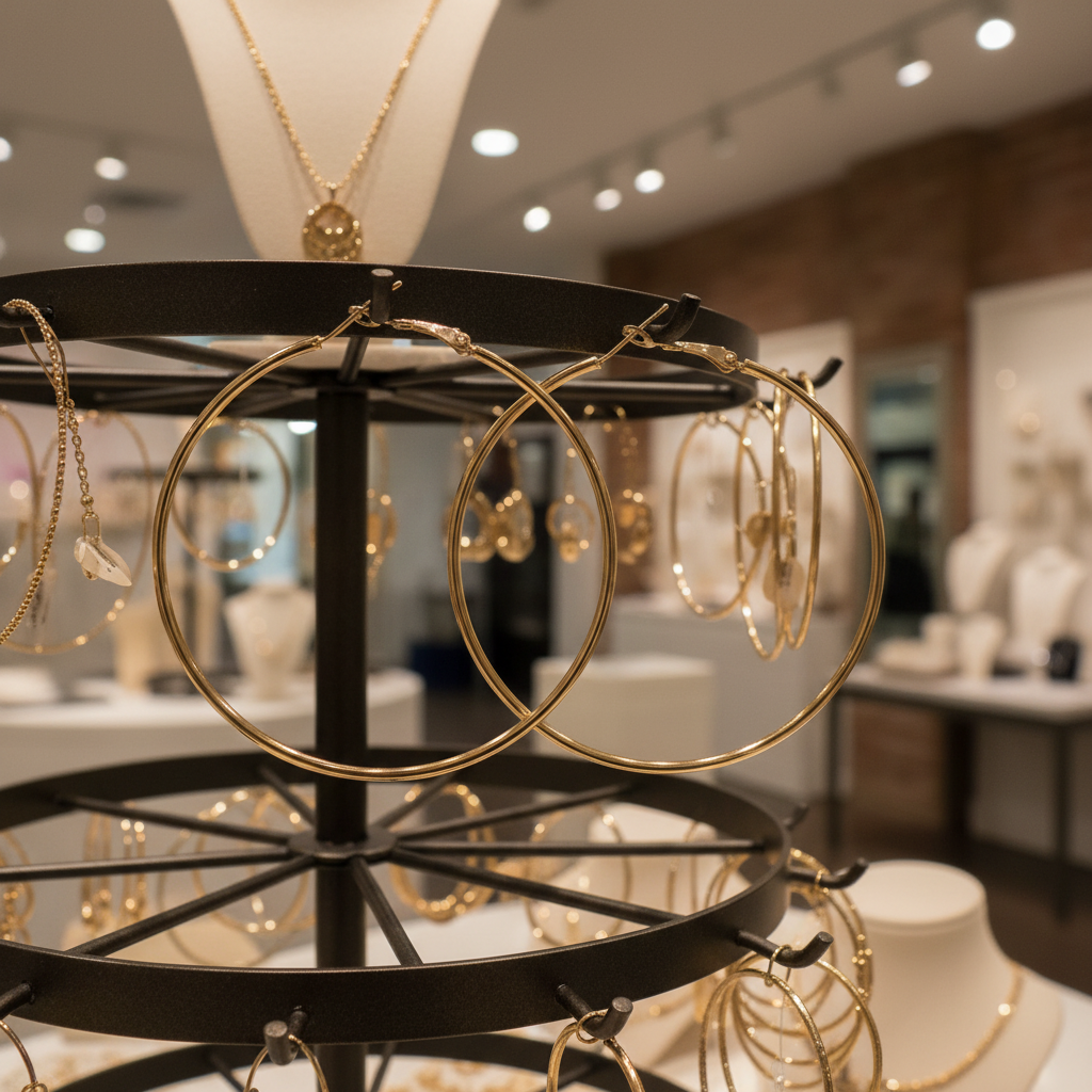 Large Thin Gold Hoops - Boutique Shop Display