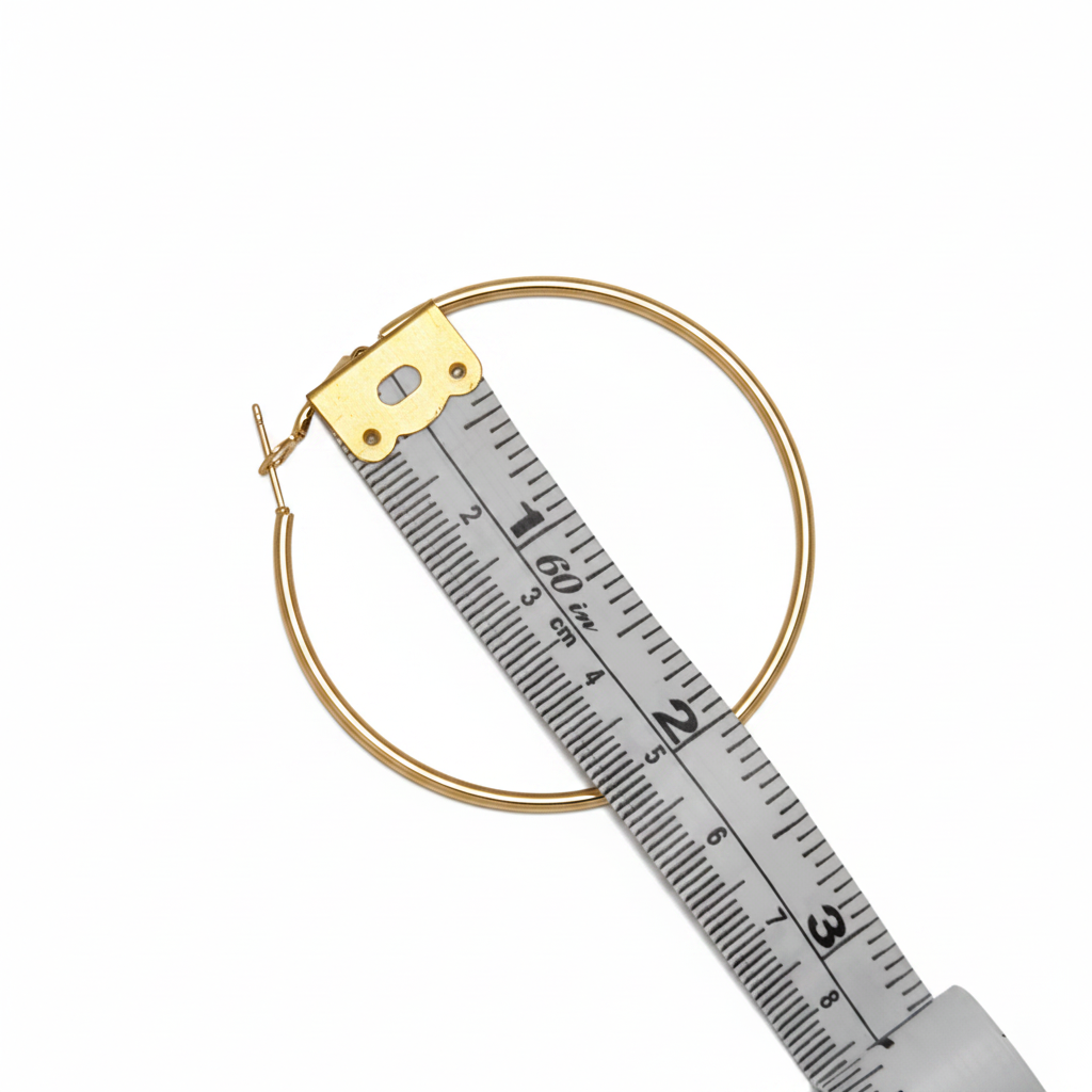 Women's Large 2 Inch Thin Gold Hoop Earrings Latch Back