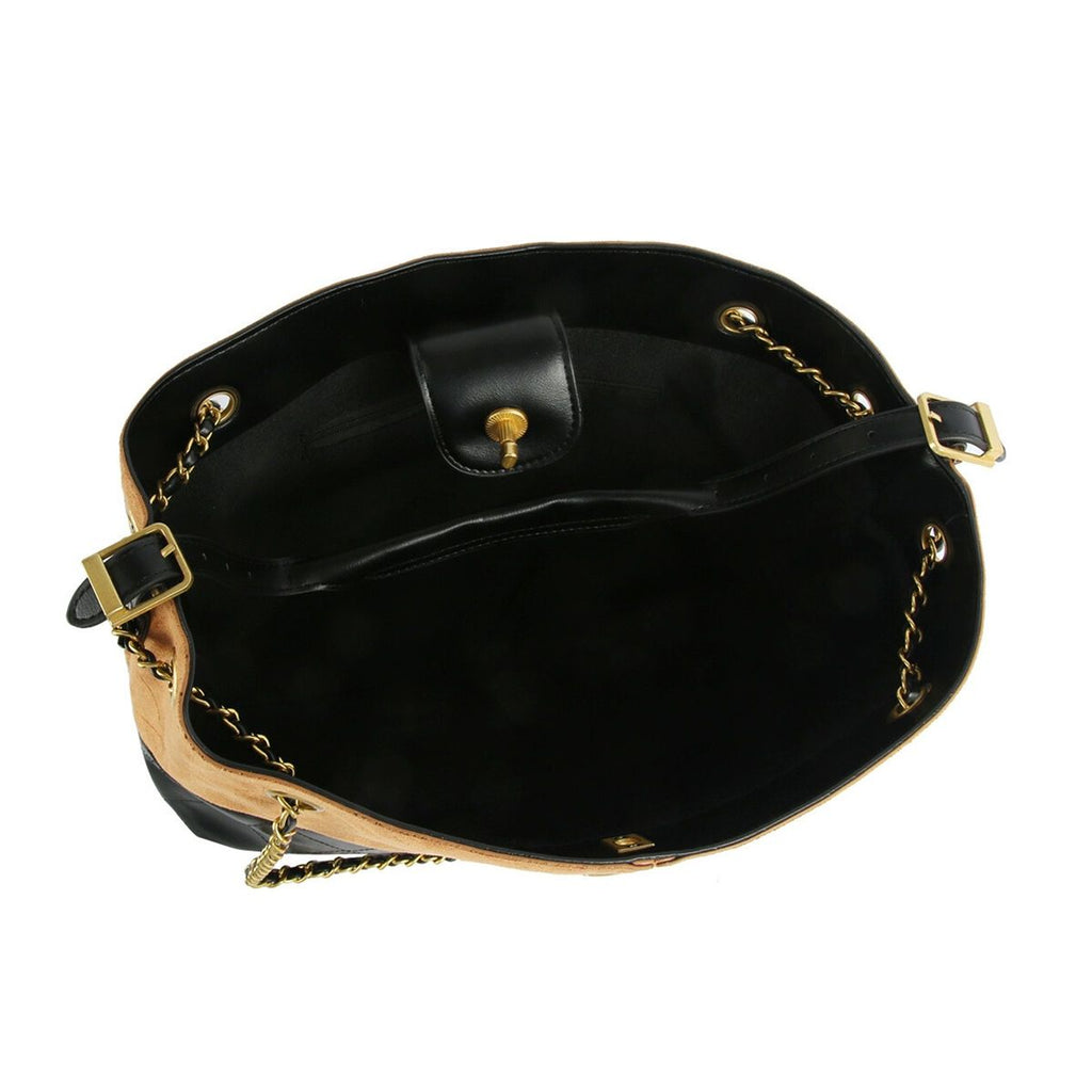 Shoulder Bag Brown Suede and Black Two Tone Purse