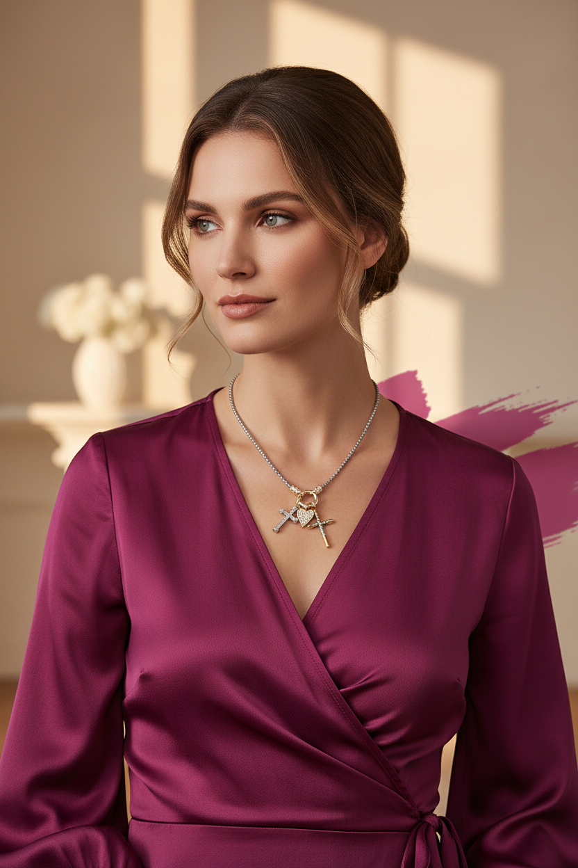 Millennial Lifestyle – Two-Tone CZ Heart Cross Necklace
