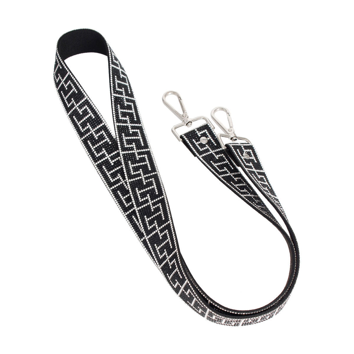 Black & Silver Rhinestone Bag Strap – Adjustable Clip-On Chain Strap for Women