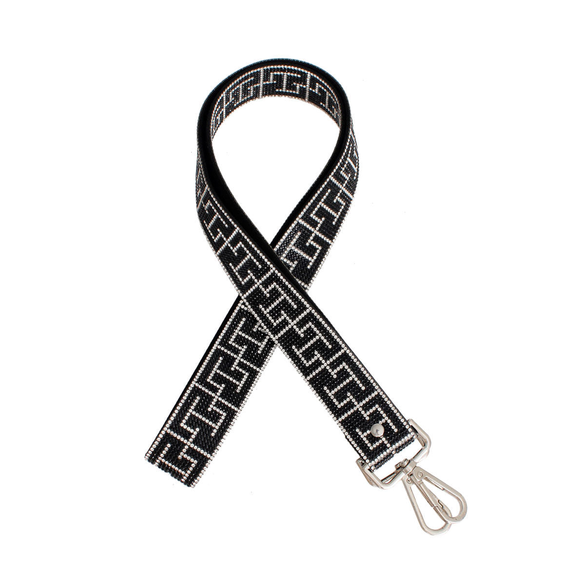 Black & Silver Rhinestone Bag Strap – Adjustable Clip-On Chain Strap for Women