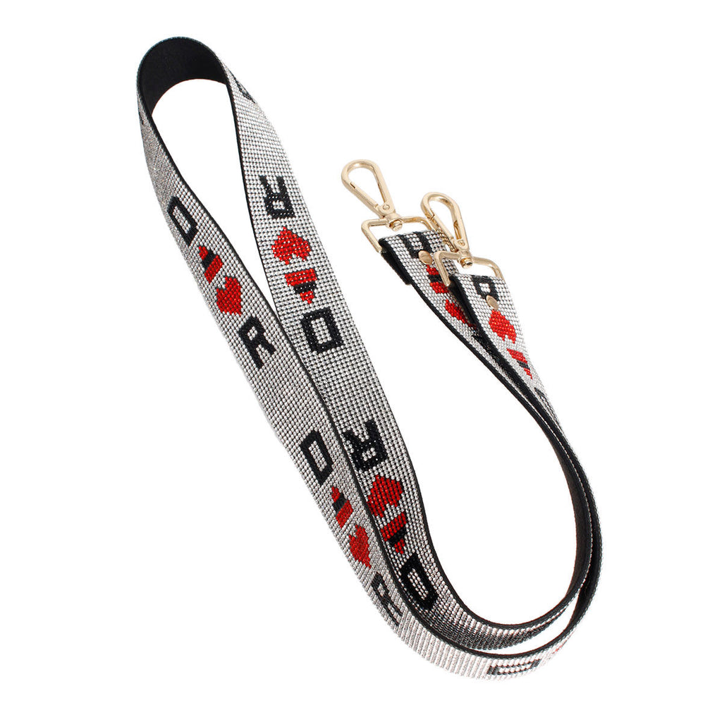 Red & Gold Rhinestone Bag Strap – Adjustable Chain Strap