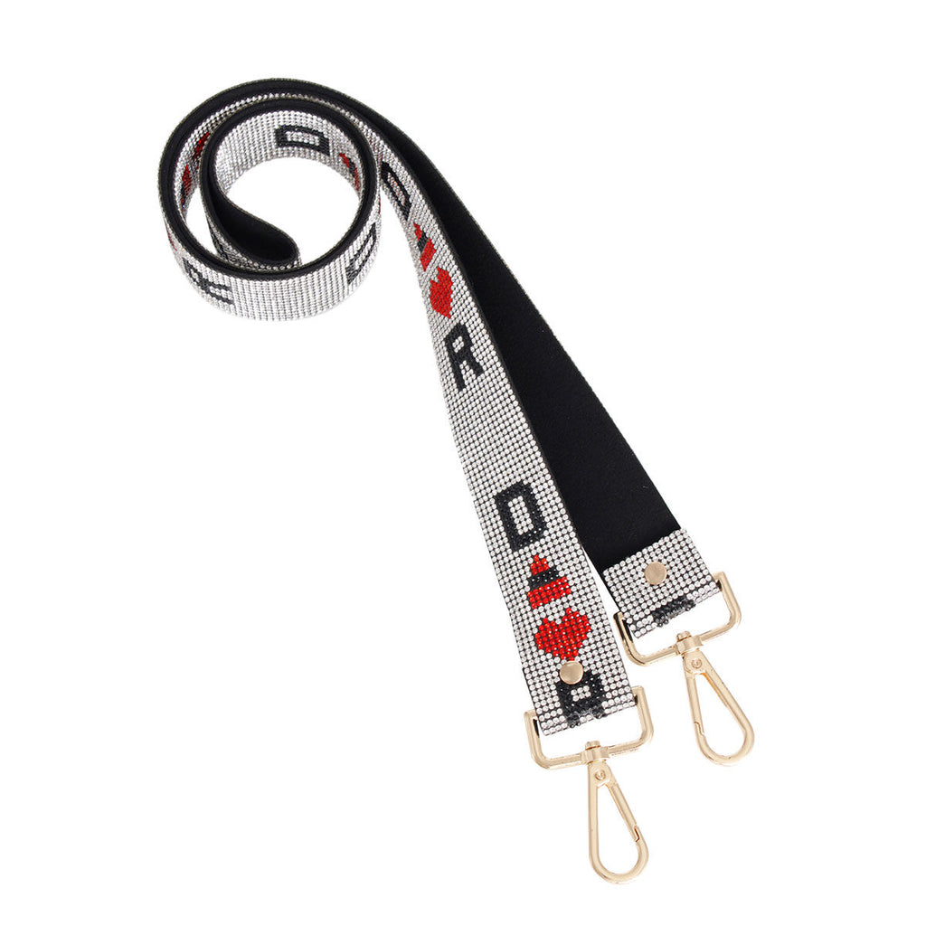 Red & Gold Rhinestone Bag Strap – Adjustable Chain Strap
