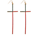 Divine Drops: Rhinestone Cross Earrings