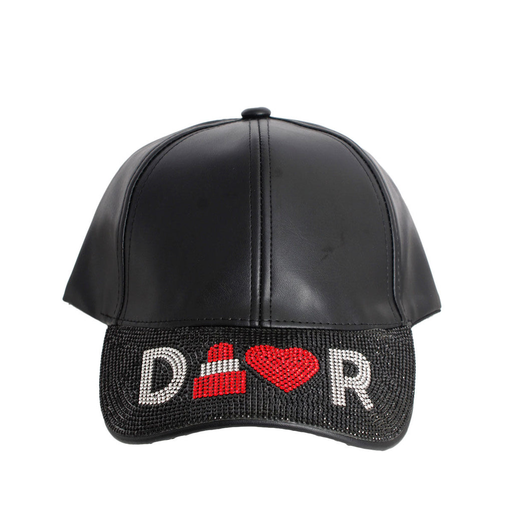 Black Faux Leather Visor Baseball Hat – Adjustable Fit