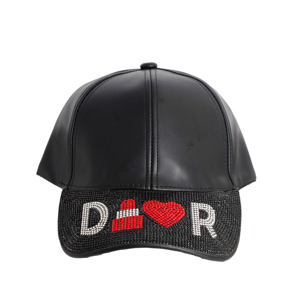 Black Faux Leather Visor Baseball Hat – Adjustable Fit