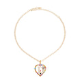 Rhinestone Heart Pendant Necklace – Gold-Tone Chain Necklace for Women