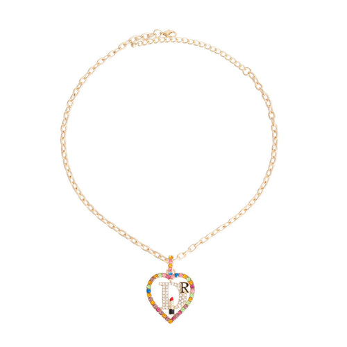 Rhinestone Heart Pendant Necklace – Gold-Tone Chain Necklace for Women