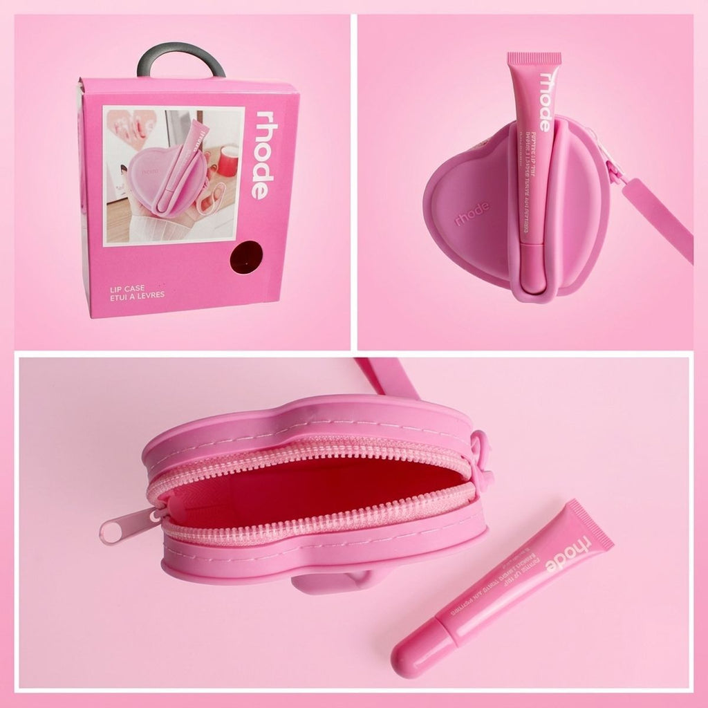Pink Heart Silicone Pouch & Peptide Lip Tint Set