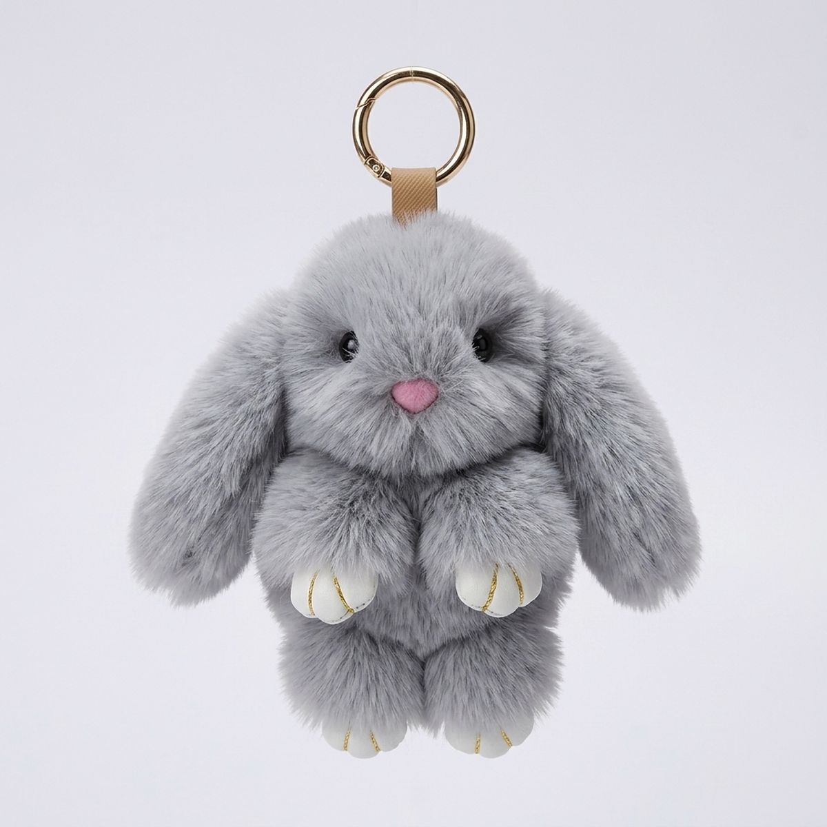 Fluffy Grey Plush Bunny Keychain | Faux Fur Bag Charm
