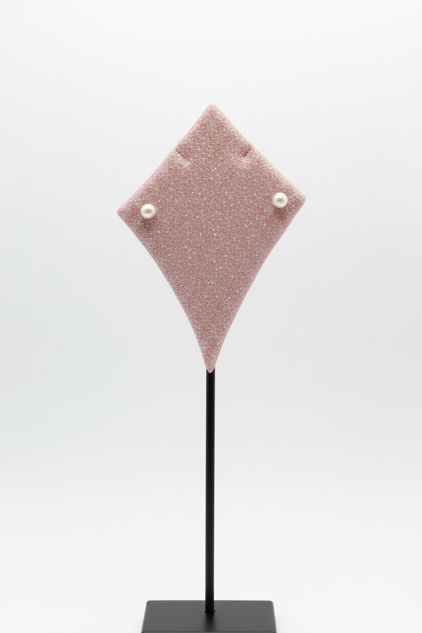 Pink Pearl Stud Earring Display Card - Crisp