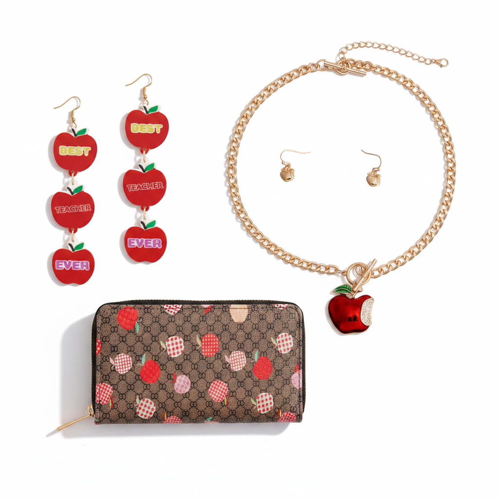 Teacher's Pet Gift Set — Brown Wristlet Flat Lay
