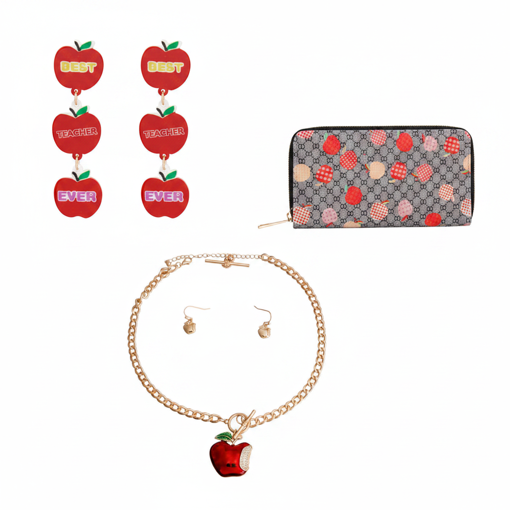 Teacher's Pet Gift Set — Gray Wristlet Flat Lay v3