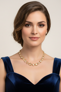 Topaz AB Cushion Square Stone Link Evening Necklace on Model