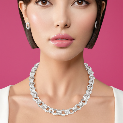 Triple Ring Rolo Choker – Magenta 1:1