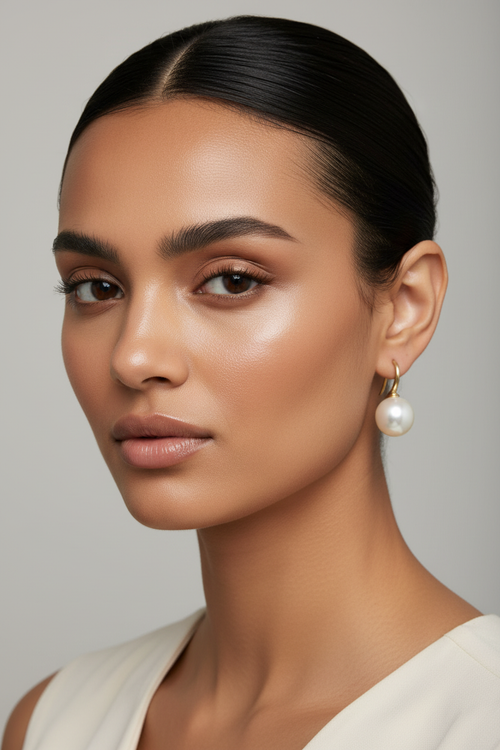White Pearl Drop Earrings - Elegant Model