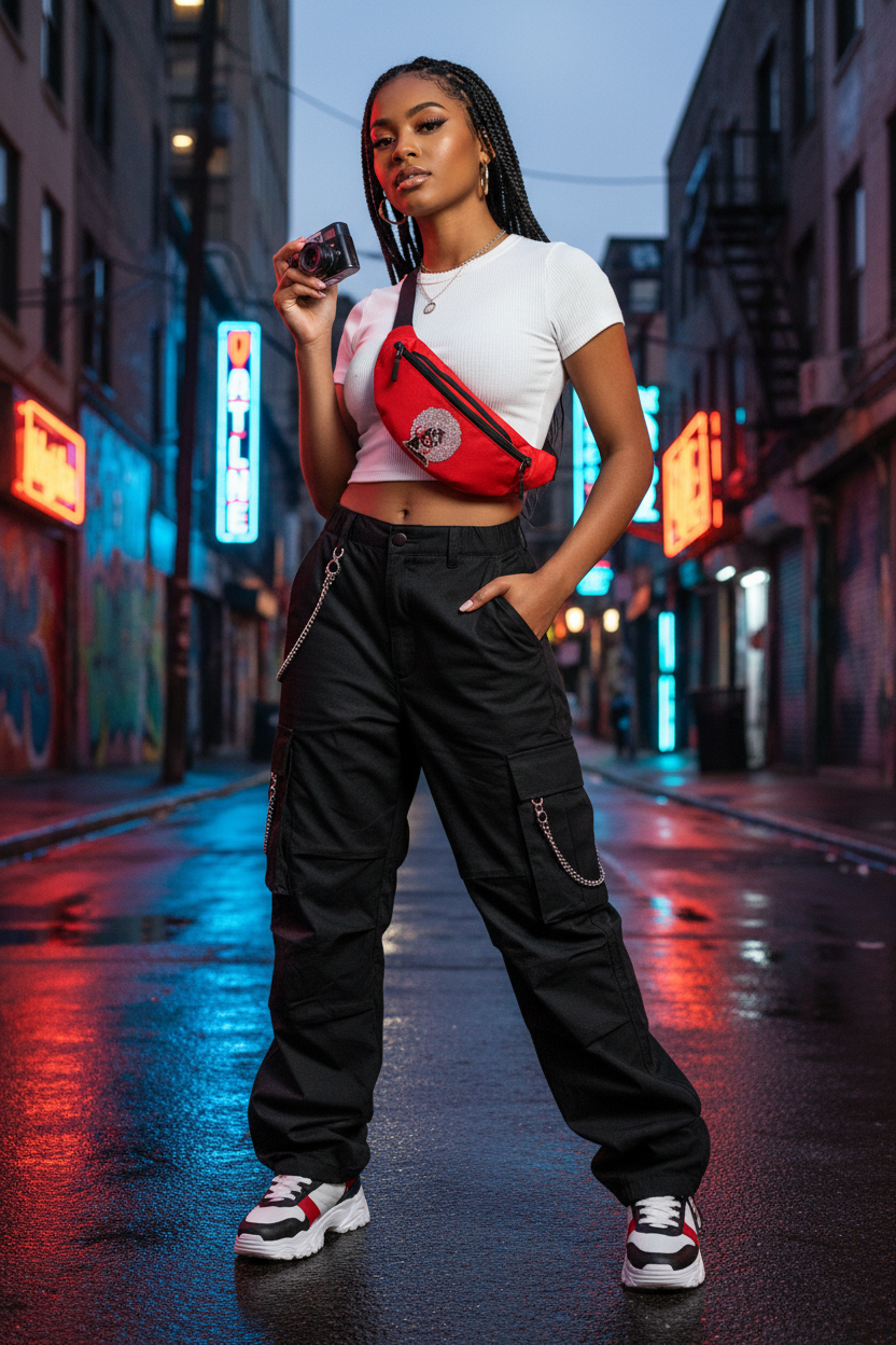 Women's Red Afro Rhinestone Fanny Pack – Gen Z Lifestyle